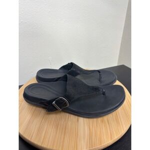 Aetrex‎ Women's 9-9.5 Rita Black Adjustable Flip Flops Thong Sandals